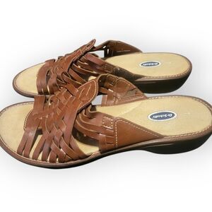 Dr. Scholls Size 7 Brown‎ Sandals Comfort Shoe Slip On Summer